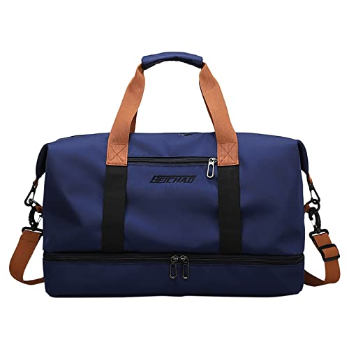 Taschen für Frauen Handgepäck Reisetasche Sporttasche Sporttasche Reisetasche für Frauen Lederboden Für Taschen Häkeln (Blue, One Size) von YWLINK
