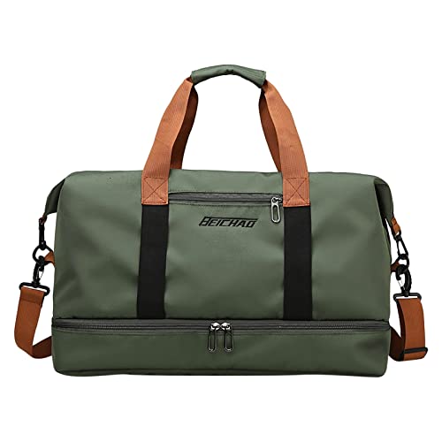 Taschen für Frauen Handgepäck Reisetasche Sporttasche Sporttasche Reisetasche für Frauen Lederboden Für Taschen Häkeln (Green, One Size) von YWLINK