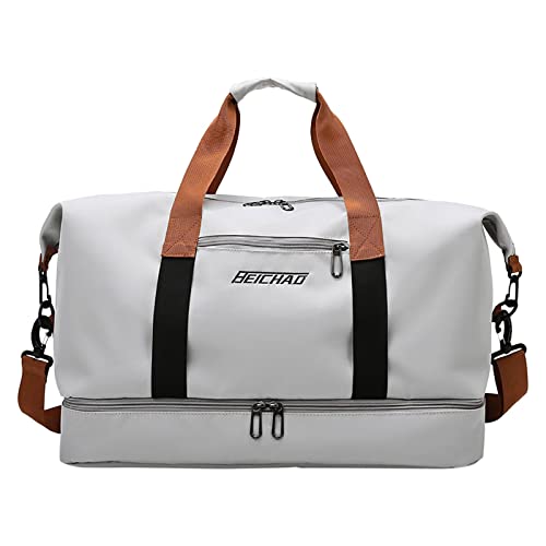 Taschen für Frauen Handgepäck Reisetasche Sporttasche Sporttasche Reisetasche für Frauen Lederboden Für Taschen Häkeln (Grey, One Size) von YWLINK
