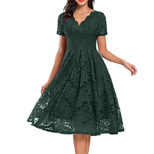YWLINK Damen Elegant Keine Schulter Spitze Patchwork Mini-Chiffon Spitzenkleid Abendkleid Frauen Prom Swing Abend Party Cocktailkleid Formal Brautjungfernkleid von YWLINK