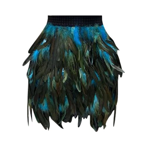 YWLINK Damen Faux Feder Rock KarnevalkostüM Elastische Taille Party Minirock Cosplay Minirock Karneval Party Rock (e-Sky Blue, L) von YWLINK