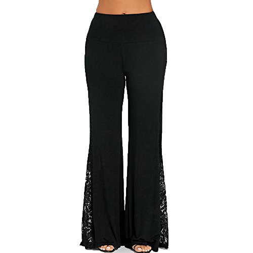 YWLINK Damen Kleidung,Mode Frauen Hohe Taille Schwarz Perspektive Spitze EinfüGen Breites Bein Hosen Leggings Lose Hosen von YWLINK