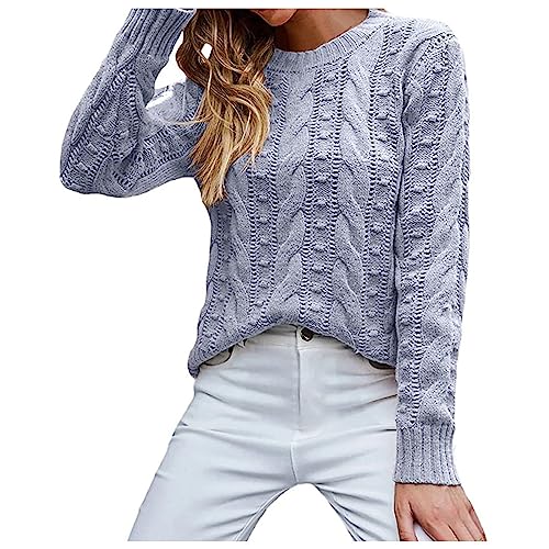 YWLINK Strickpullover Damen Oversize Pullover Strick Damen Zopfstrick Stricken Pulli Damen Grobstrickpullover Damen Winterpullover Grober Strickpulli Damen Winterpulli Pullis(GY2，M) von YWLINK