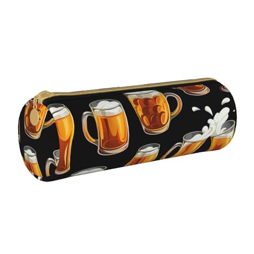 YWSOTRE Bierglas, Federmäppchen, zylindrisches Stiftetui, tragbares Leder-Bleistiftetui mit Reißverschluss, Kosmetiktasche YWSOTRE Bierglas, Federmäppchen, zylindrisches Stiftetui, tragbares Leder-Bleistiftetui mit Reißverschluss, Kosmetiktasche von YWSOTRE