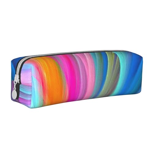 YWSOTRE Regenbogen Bedruckt, Bleistifttasche, Federmäppchen, tragbare Bleistifttasche aus Leder mit Reißverschluss, Kosmetiktasche von YWSOTRE