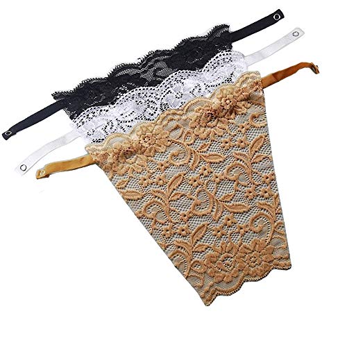 YWTAENOH 3-teiliges Damen-Oberteil mit Spitze zum Anklippen, Spitze schwarz weiß rot, One Size Plus von YWTAENOH