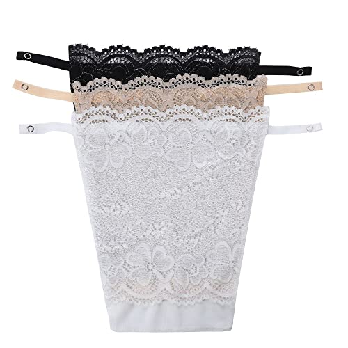 YWTAENOH 3-teiliges Damen-Top mit Spitzen-Clip-on Mock Camisole BH-Einsatz Overlay Bescheidene Panel-Weste Tanks für Frauen, Set 3-B, 50 von YWTAENOH