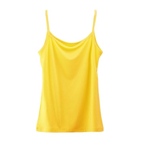 YWTAENOH Damen Modal Camisole Top Spaghettiträger Tank Top Basic Cami Shirts Tube Tops, Gelb, 50 von YWTAENOH