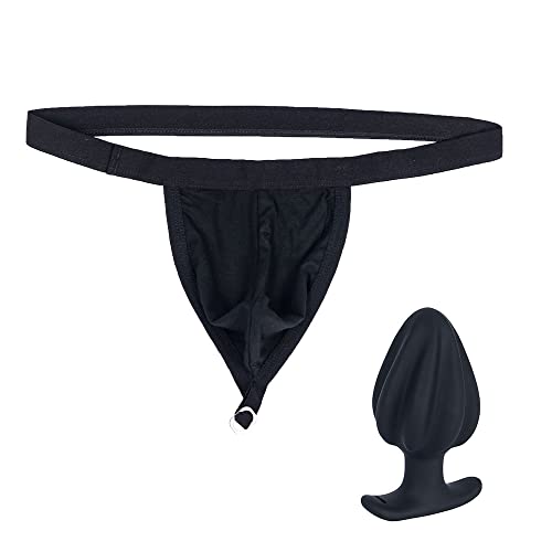 YWZAO Anal Stecker Höschen Herren Tanga Knopf Kombination Thong N31 (Stecker:XL 5.7cm, Zoll:32-36) von YWZAO