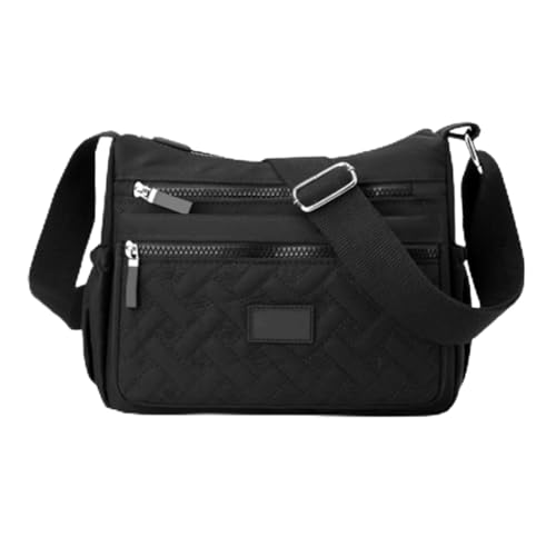 Umhängetasche Damen wasserdichtes Nylon | Multifach Reise & Alltag | Funktional mit verstellbarem Riemen (Black,Medium) von YWeiLiangSan