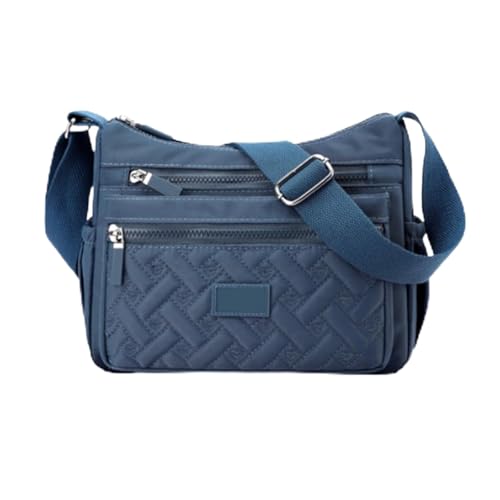 Umhängetasche Damen wasserdichtes Nylon | Multifach Reise & Alltag | Funktional mit verstellbarem Riemen (Dark Blue,Medium) von YWeiLiangSan