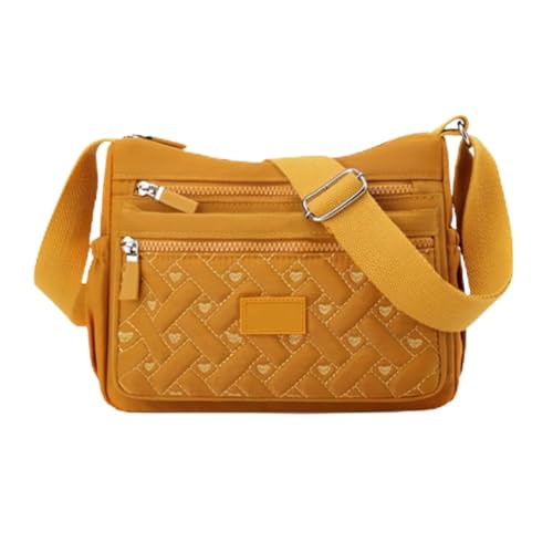 Umhängetasche Damen wasserdichtes Nylon | Multifach Reise & Alltag | Funktional mit verstellbarem Riemen (Dark Gold,Medium) von YWeiLiangSan