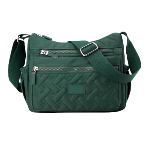 Umhängetasche Damen wasserdichtes Nylon | Multifach Reise & Alltag | Funktional mit verstellbarem Riemen (Dark Green,Medium) von YWeiLiangSan