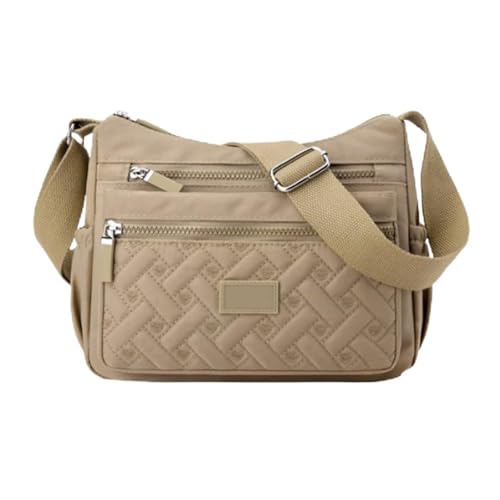 Umhängetasche Damen wasserdichtes Nylon | Multifach Reise & Alltag | Funktional mit verstellbarem Riemen (Khaki,Medium) von YWeiLiangSan