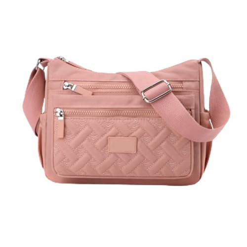 Umhängetasche Damen wasserdichtes Nylon | Multifach Reise & Alltag | Funktional mit verstellbarem Riemen (Pink,Medium) von YWeiLiangSan