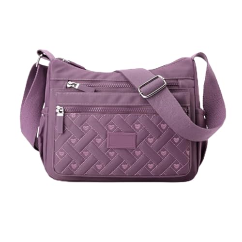 Umhängetasche Damen wasserdichtes Nylon | Multifach Reise & Alltag | Funktional mit verstellbarem Riemen (Taro Purple,Medium) von YWeiLiangSan