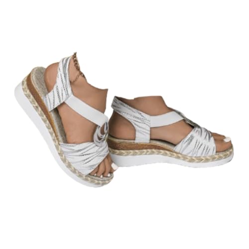 YWeiLiangSan Bequeme Orthopädische Keilsandalen, Sandalen mit Keilabsatz und Schnalle und Knöchelriemen (40,White) von YWeiLiangSan