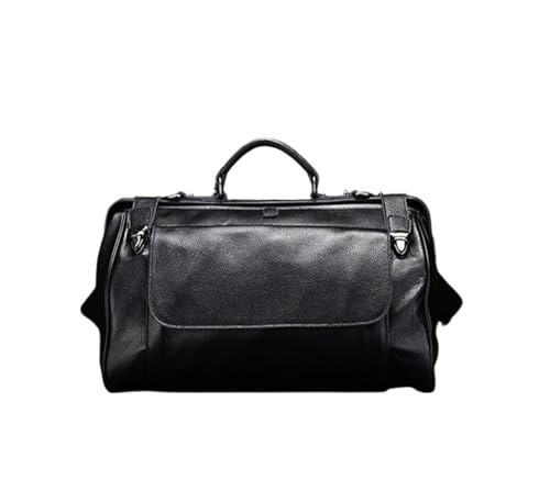 Reisetasche Leder Luxus Echtleder Reisetasche Gepäck Duffle Bag Leder Herren Wochenendtasche Carry On Tote Handtasche Anti-Diebstahl-Designer(Black) von YXADGML
