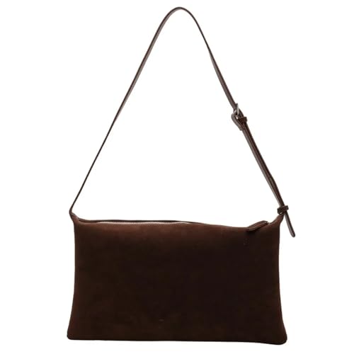 YXADGML Crossbody Bag Damen Damen Vintage Frosted Wildleder Herbst/Winter Schulter-Unterarmtasche Einfache Tragetasche Große Kapazität Pendlertasche(Coffee color) von YXADGML