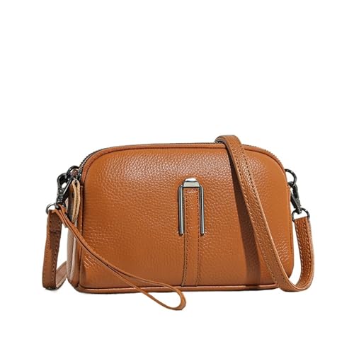 YXADGML Crossbody Bag Damen Echtes Leder Tasche frauen Umhängetasche for Frau Weibliche Einfarbig Kupplung Telefon Taschen Schulter Tasche Messenger Tasche Sac(Brown) von YXADGML