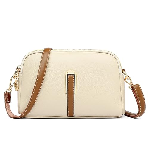 YXADGML Crossbody Bag Damen Echtes Leder Umhängetasche Damen Handtasche Designer Flap Bag Damen Messenger Bags Umhängetaschen for Damen(Apricot) von YXADGML