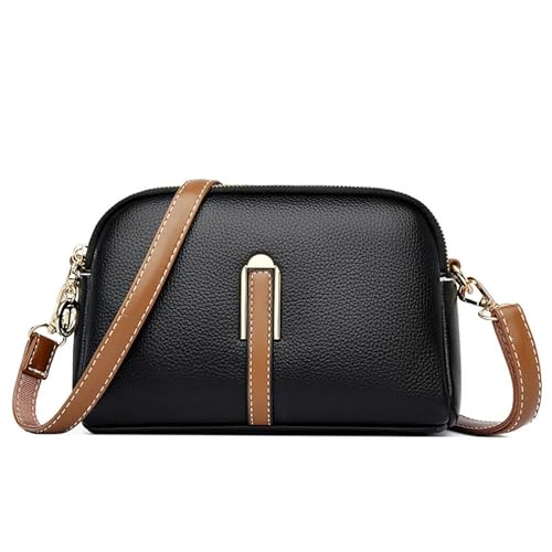 YXADGML Crossbody Bag Damen Echtes Leder Umhängetasche Damen Handtasche Designer Flap Bag Damen Messenger Bags Umhängetaschen for Damen(Black) von YXADGML