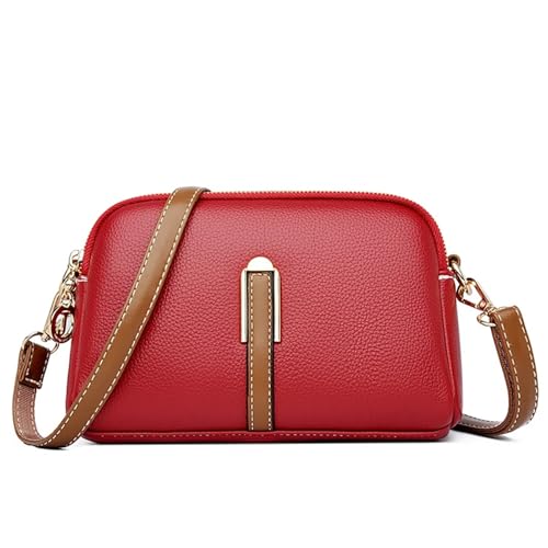 YXADGML Crossbody Bag Damen Echtes Leder Umhängetasche Damen Handtasche Designer Flap Bag Damen Messenger Bags Umhängetaschen for Damen(Red) von YXADGML
