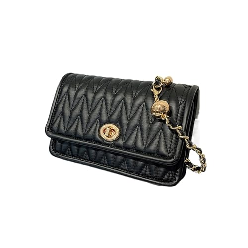 YXADGML Crossbody Bag Damen Frauen Handtasche Umhängetaschen Weibliche Ketten Schulter Messenger Handtaschen Pu Leder Retro Quadratische Tasche(Black) von YXADGML