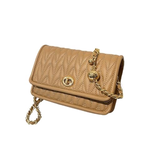 YXADGML Crossbody Bag Damen Frauen Handtasche Umhängetaschen Weibliche Ketten Schulter Messenger Handtaschen Pu Leder Retro Quadratische Tasche(Khaki) von YXADGML