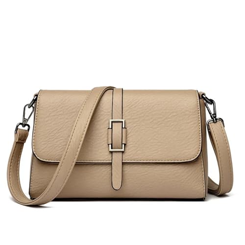 YXADGML Crossbody Bag Damen Handtaschen Damen Taschen Designer Weiches Leder Umhängetaschen Lässige Einfarbige Umhängetaschen for Frauen(Light Khaki) von YXADGML
