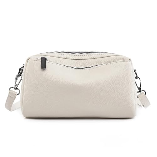 YXADGML Crossbody Bag Damen Weiche echtes Leder Handtaschen Frauen Tasche Leder Schulter Umhängetaschen for weibliche Damen Tote(Beige) von YXADGML