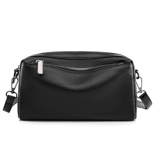 YXADGML Crossbody Bag Damen Weiche echtes Leder Handtaschen Frauen Tasche Leder Schulter Umhängetaschen for weibliche Damen Tote(Black) von YXADGML