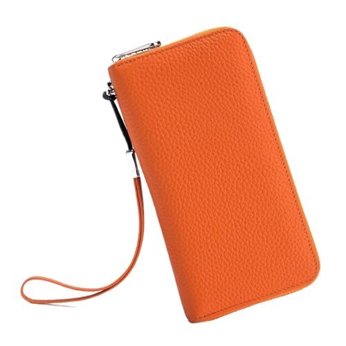 YXADGML Geldbörse Damen Damen Geldbörse Leder Funktion Luxus Design Langer Reißverschluss Handtaschen Kartentaschen Damenmode Geldbörse(Orange) von YXADGML