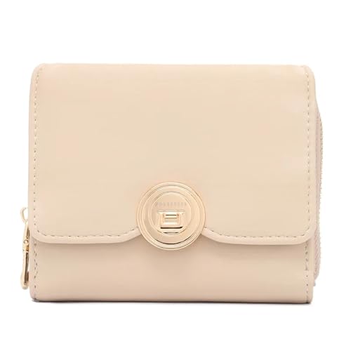 YXADGML Geldbörse Damen PU Leder Dame Brieftasche Lock Haspe Kurze Kupplung Solide Mode Brieftasche Frauen Münze Karte Halter Kleine Weibliche Geldbörse Kurze geldbörse(Khaki) von YXADGML