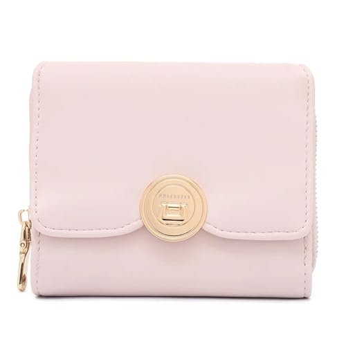 YXADGML Geldbörse Damen PU Leder Dame Brieftasche Lock Haspe Kurze Kupplung Solide Mode Brieftasche Frauen Münze Karte Halter Kleine Weibliche Geldbörse Kurze geldbörse(Pink) von YXADGML
