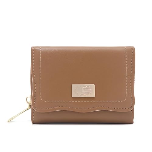 YXADGML Geldbörse Damen PU Soft Multi-Card Reißverschluss Kurze Dreifach-Tasche Große Kapazität Lady Folding Kann Erweitern Die Straße Beliebt(Coffee) von YXADGML
