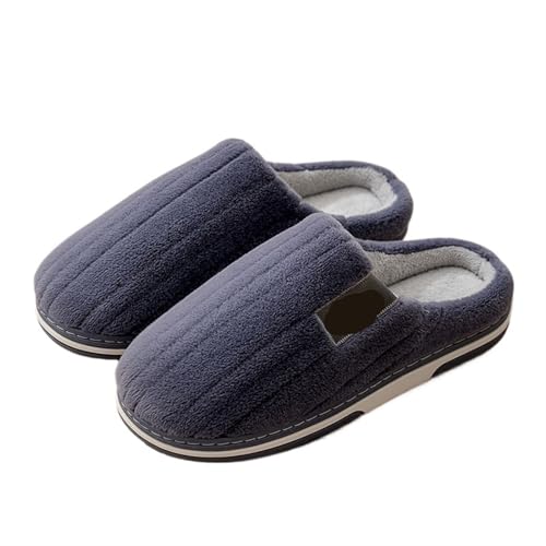 YXADGML Hausschuhe Winter Große Größe 50 51 Herren Hausschuhe Herbst Winter warme pelzige Wohnungen Frauen Schuhe Paare rutschfeste Innen weiche warme Plüschrutschen(Deep Bule,50-51(Fit Foot 30cm)) von YXADGML