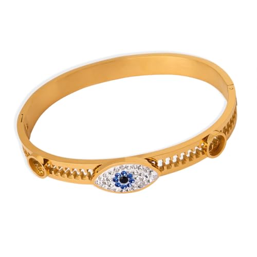 YXBQueen Armband Damen Gold 18 Karat Vergoldet Stapelarmbänder Edelstahl Evil Eye Kristall Armreif Armreifen Zirkonia Armband YXBQueen Armband Damen Gold 18 Karat Vergoldet Stapelarmbänder Edelstahl Evil Eye Kristall Armreif Armreifen Zirkonia Armband von YXBQueen