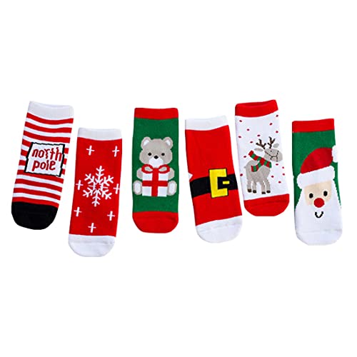 YXBQueen Baby Kleinkind Kinder Weihnachtssocken Baumwolle Cartoon Weihnachtssocken Kuschelsocken Flauschige Socken Weihnachten Socken Lustige Winter Warme Bettsocken von YXBQueen