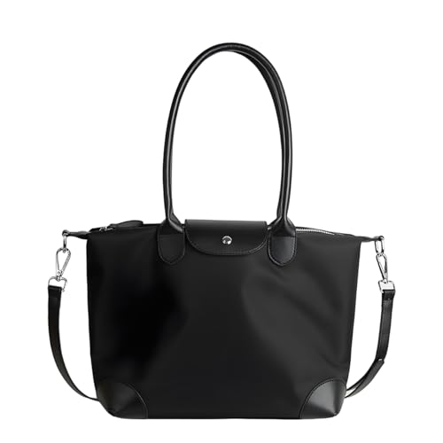 YXBQueen Laptoptasche für Damen, wasserdicht, leicht, Computer-Tragetasche, große Handtasche, Schultertasche mit Reißverschluss, 33/38 cm (13/15 Zoll), Schwarz , Extra Large von YXBQueen