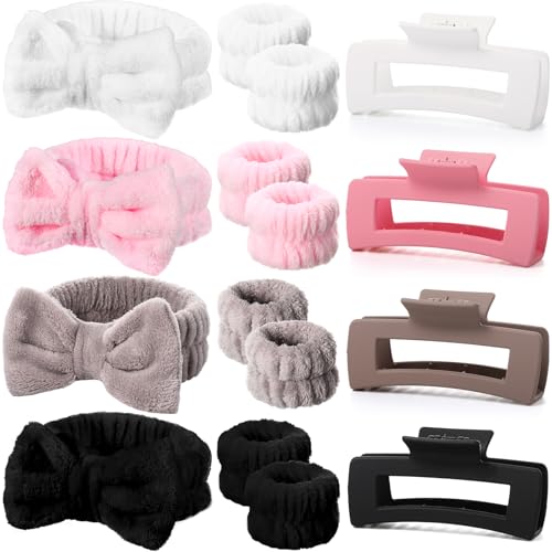 16-teiliges Spa-Stirnband-Set mit Haarklammern, Gesichtsreinigung, Stirnband-Set, Make-up, Hautpflege, Bad-Stirnbänder für Frauen, Handgelenkbänder, Haarspangen, Geschenke von YXBZKGDCNG