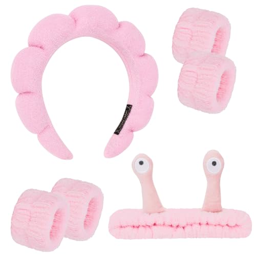 6-teiliges grünes Spa-Set, Stoff-Stirnbänder und Handgelenk-Waschbänder für Gesichtswäsche und Make-up-Entfernung von YXBZKGDCNG