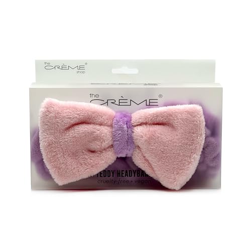 Crème Teddy-Stirnband, Spa-Stirnband, Stirnband zum Waschen des Gesichts, Hautpflege, weiche und flauschige Stirnbänder für Damen, Rosa / Violett von YXBZKGDCNG
