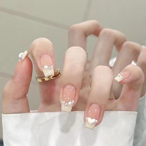 French False Nails - Press on Nails - Full Cover False Nails Christmas Square Stick on Nails - French Fake Nails (Leopard Print French, 1) von YXBZKGDCNG