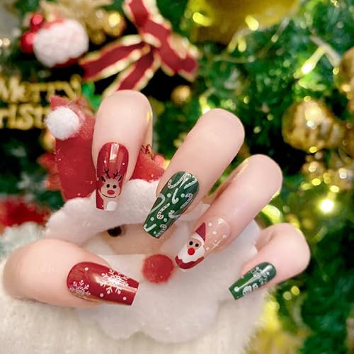 French False Nails - Press on Nails - Full Cover False Nails Christmas Square Stick on Nails - French Fake Nails (Leopard Print French, 1) von YXBZKGDCNG