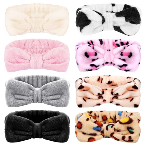 Haarbänder für Damen, Spa und Make-up, flauschige Schleife, weiche Mikrofaser, Kopfwickel, Dusch- und Yoga-Stirnband, 8 Stück von YXBZKGDCNG