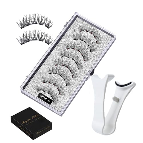Magnetisch mit Applikator, wiederverwendbares Dual-Magnet-Set ohne Eyeliner, magnetisch, natürlicher Look, kein Kleber oder Liner erforderlich, einfach zu tragen von YXBZKGDCNG