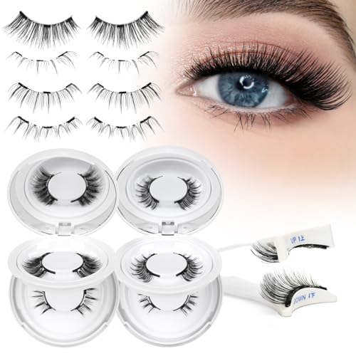 Magnetische Wimpern mit Applikator, 4 Paar magnetische Ösen, kein Kleber oder Eyeliner erforderlich, wiederverwendbar, magnetisch, natürlicher Look, magnetische Wimpern, einfach zu tragen und zu von YXBZKGDCNG