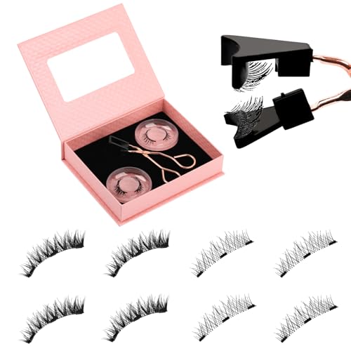 Magnetisches Set - 2 Paar wiederverwendbare, falsche natürliche Optik, kein Kleber/Eyeliner erforderlich, einfach anzuwenden für den täglichen und besonderen Anlass (natürlich und buschig) von YXBZKGDCNG