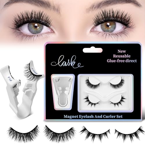 Magnetisches Set - 2 Paar wiederverwendbare, falsche natürliche Optik, kein Kleber/Eyeliner erforderlich, einfach anzuwenden für den täglichen und besonderen Anlass (natürlich und buschig) von YXBZKGDCNG